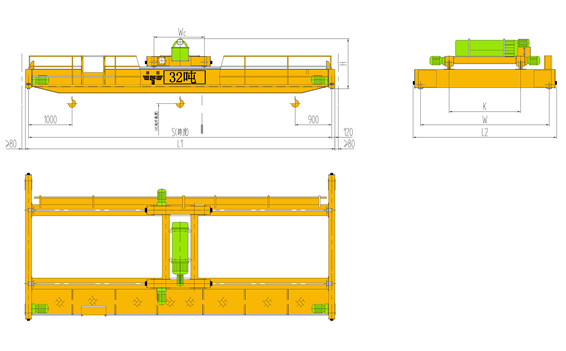 32吨双梁起重机主要性能及技术参数