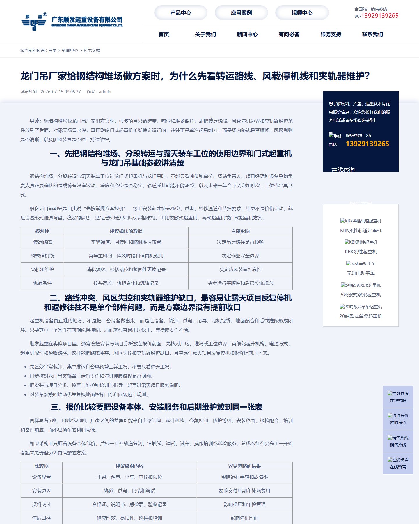 石材堆场龙门吊相关公开文章页面截图